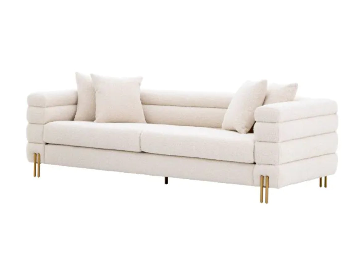 YORK SOFA in Bouclé cream | brushed brass finish legs image 4