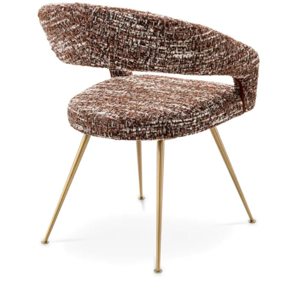 BRAVO DINING CHAIR Bouclé sonata red | brushed brass finish legs image 5