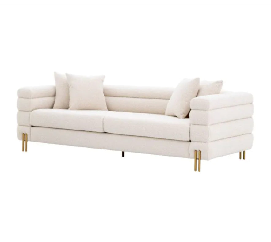 YORK SOFA in Bouclé cream | brushed brass finish legs image 2