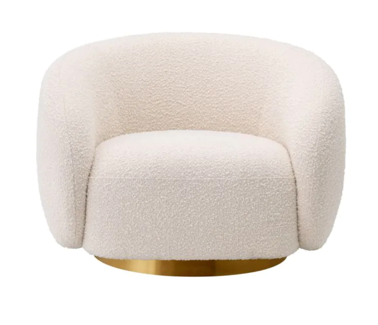 BRICE SWIVEL CHAIR in Bouclé cream | brushed brass finish swivel base image 2