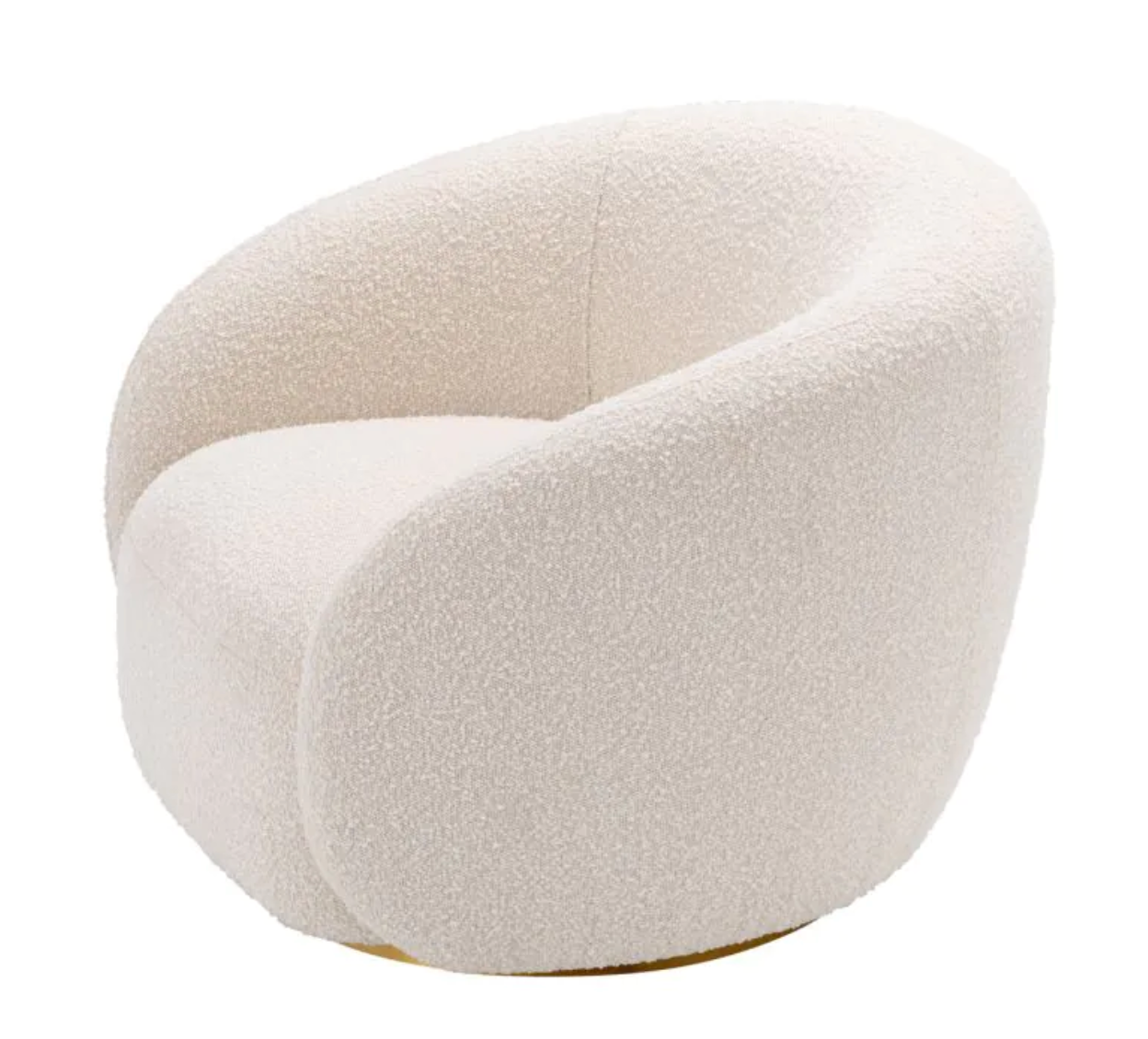 BRICE SWIVEL CHAIR in Bouclé cream | brushed brass finish swivel base image 4