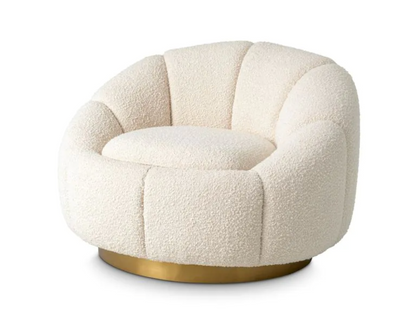 INGER SWIVEL CHAIR in Bouclé cream | brushed brass finish swivel base image 0