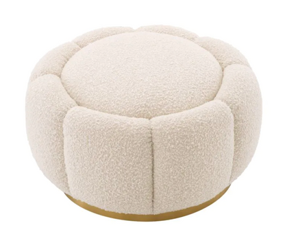 INGER OTTOMAN in Bouclé cream | brushed brass finish swivel base image 0