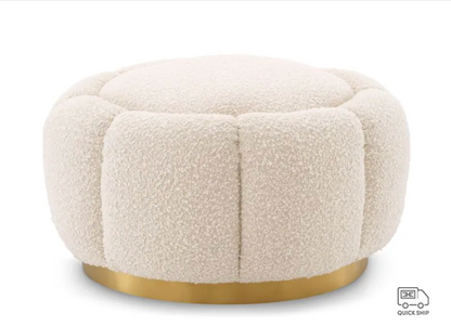 INGER OTTOMAN in Bouclé cream | brushed brass finish swivel base image 1