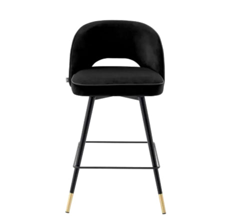 CLIFF COUNTER STOOL Savona Roche black velvet | black faux leather piping image 1