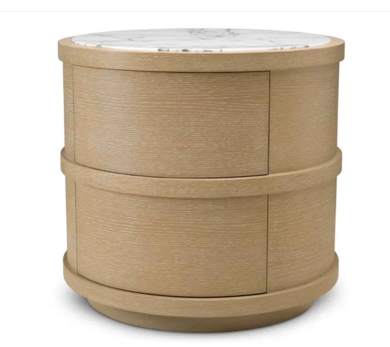 Cabana Round Whitewashed Oak Nightstand image 2