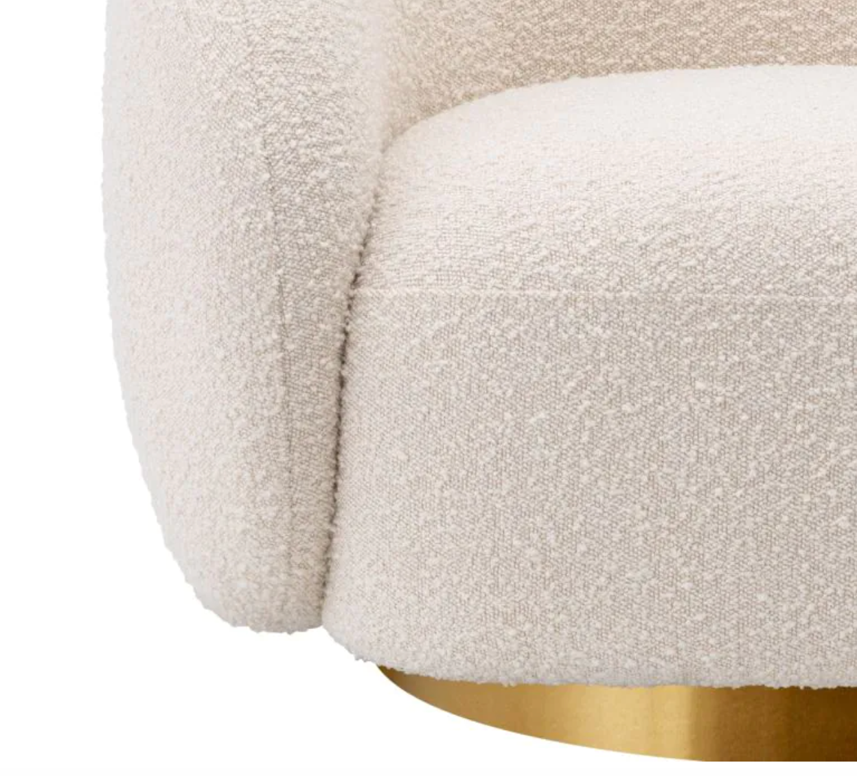 BRICE SWIVEL CHAIR in Bouclé cream | brushed brass finish swivel base image 1