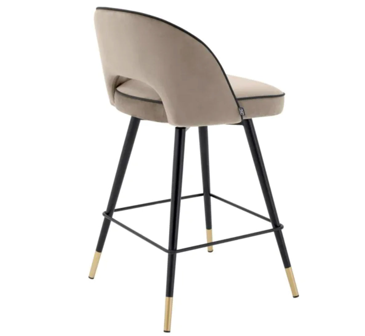 CLIFF COUNTER STOOL Savona greige velvet | black faux leather piping image 3