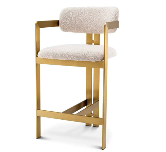 DONATO COUNTER STOOL Brushed brass finish | bouclé cream image 0