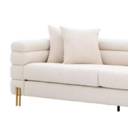 YORK SOFA in Bouclé cream | brushed brass finish legs image 3