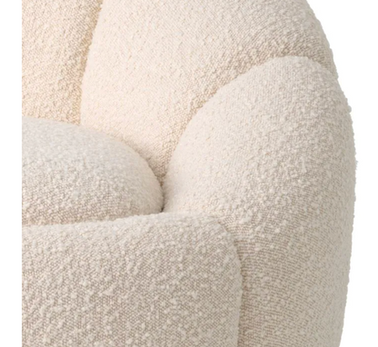 INGER SWIVEL CHAIR in Bouclé cream | brushed brass finish swivel base image 2